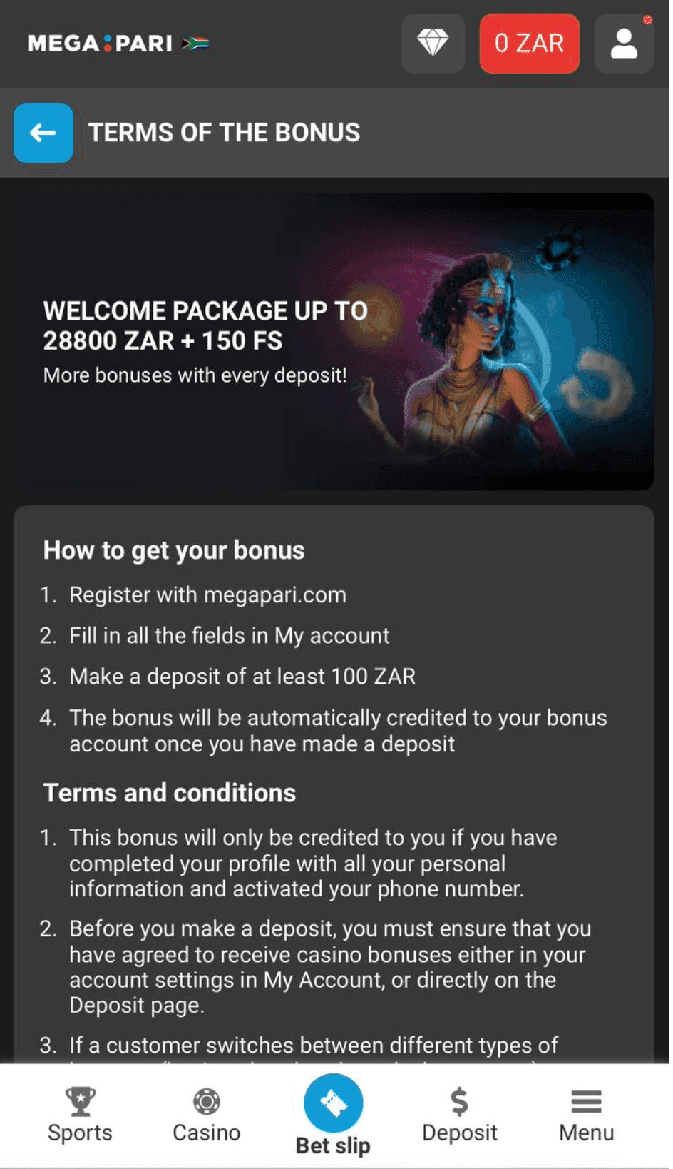 Megapari sports welcome bonus