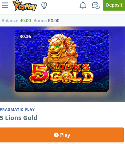 Mobile Play Experience 5 lions gold