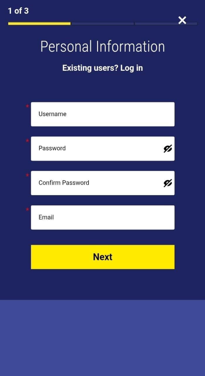 On the first page, enter your personal details