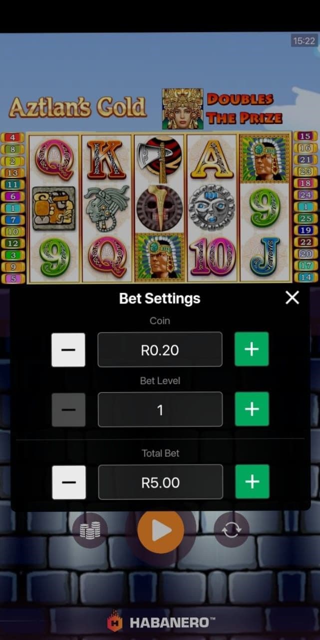 Open the bet settings and make your preferred selections