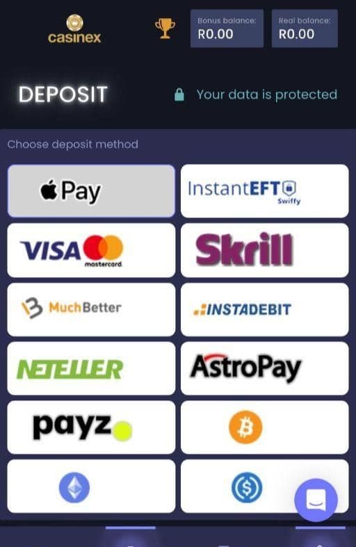 Open your casino wallet, select a payment method