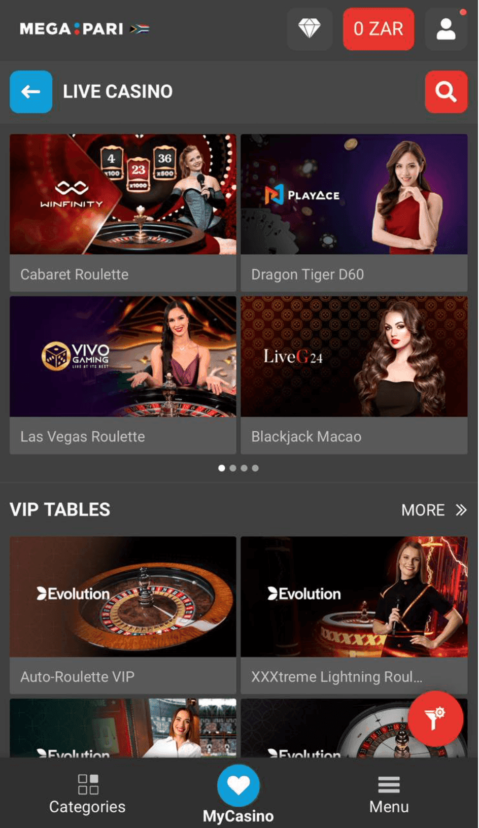 Real Casino Experience at Megapari