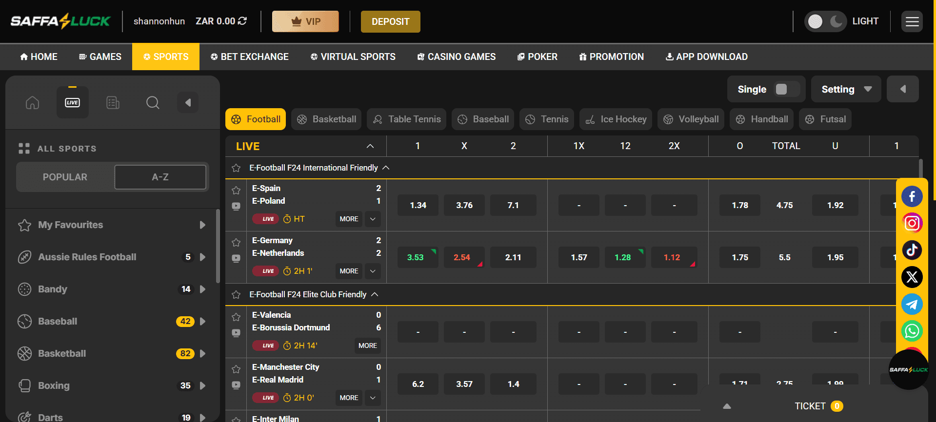 Real-Time Action, Cashouts & Odds Updates