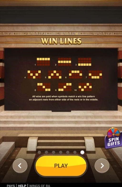 Reels, Rows, Paylines wings of ra