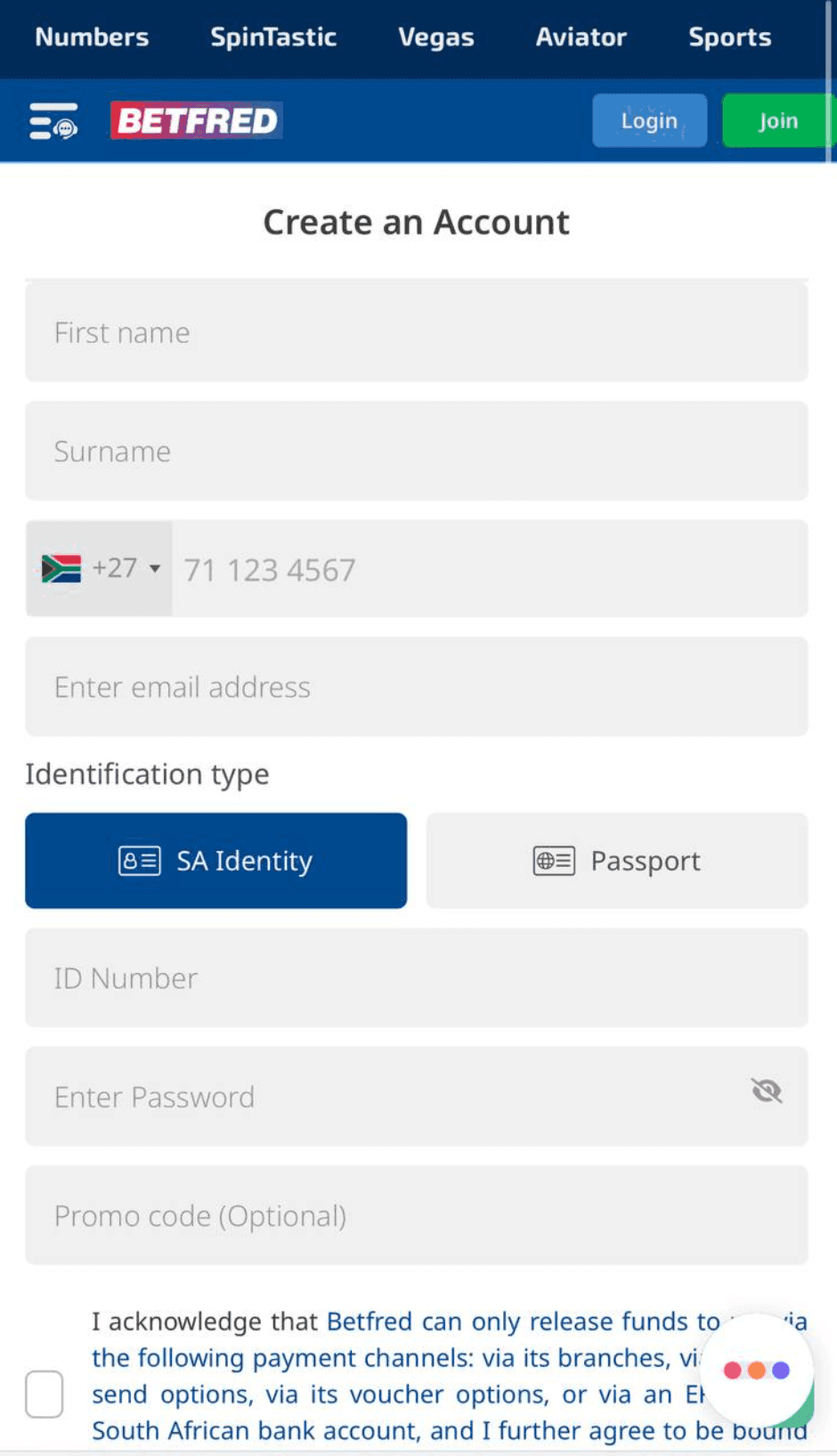 Register with your SA ID and verify your account.