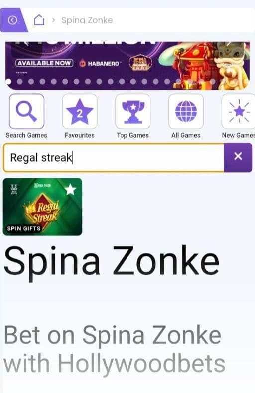 Search Regal Streak in the casino’s Red Tiger Spina Zonke library, click in and start playing.