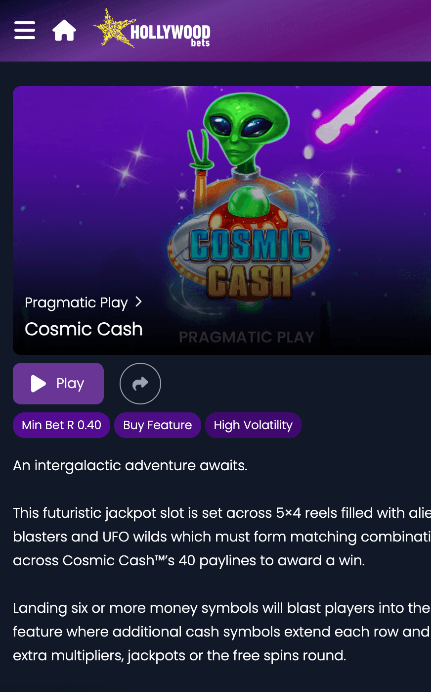 Search for Cosmic Cash in the slots library