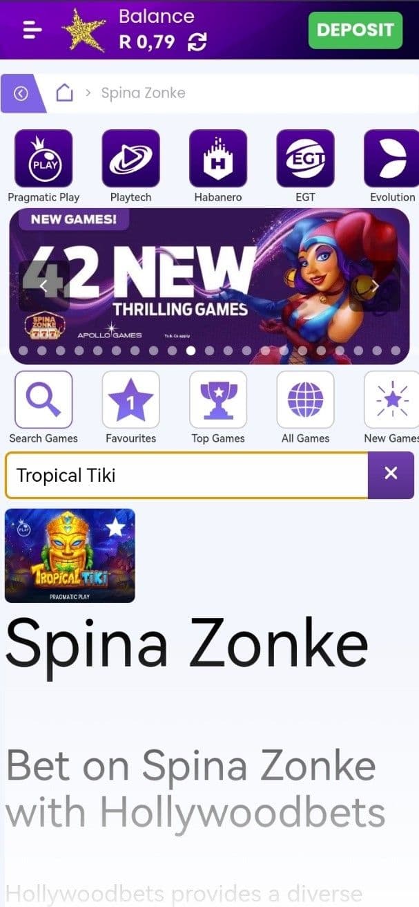 Search for Tropical Tiki in the slot library