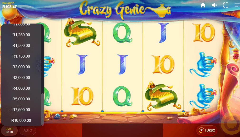 Set Your Bet Size crazy genie
