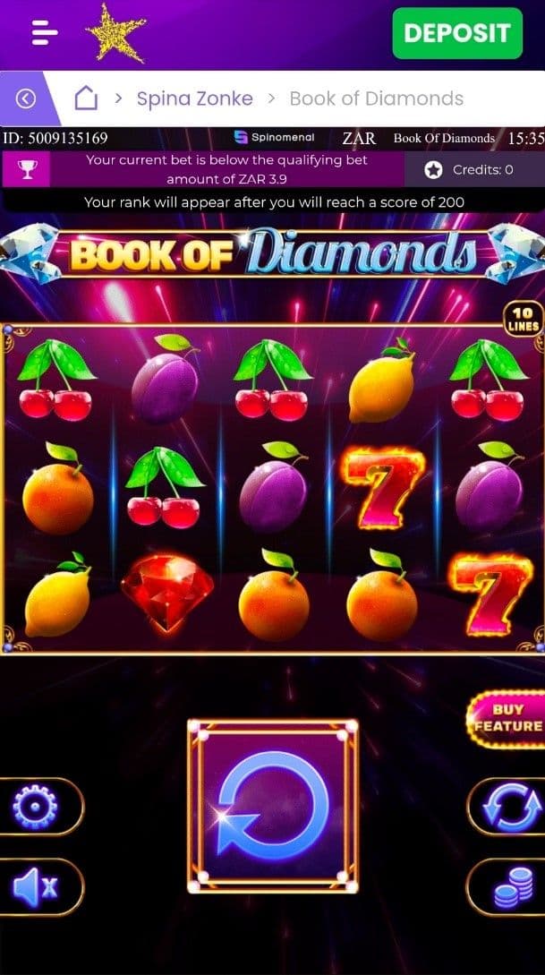 Set your bet book of diamonds