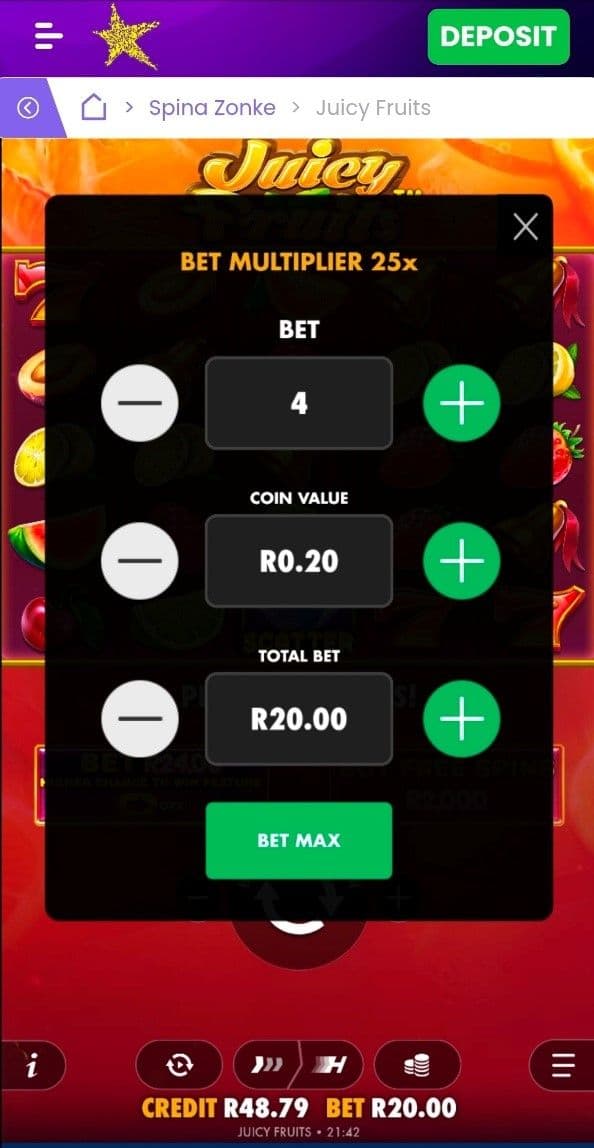 Set your bet by using the buttons