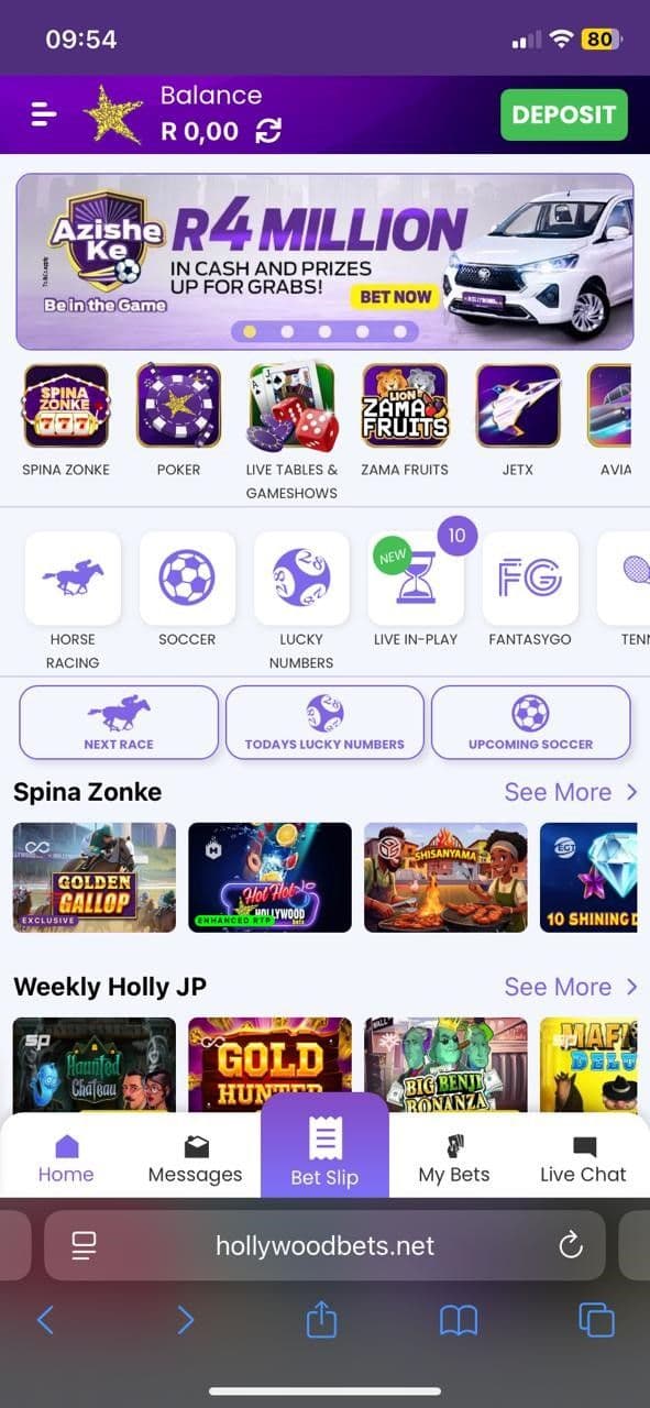 Sign up or register at Hollywoodbets or Betway..