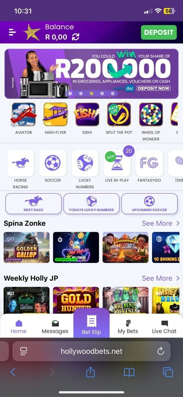 Simply register at Hollywoodbets or Betway