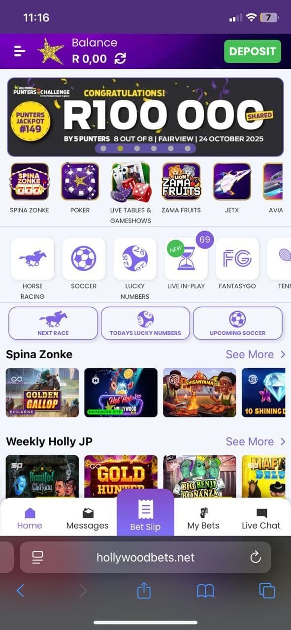 Simply register at Hollywoodbets or Betway..