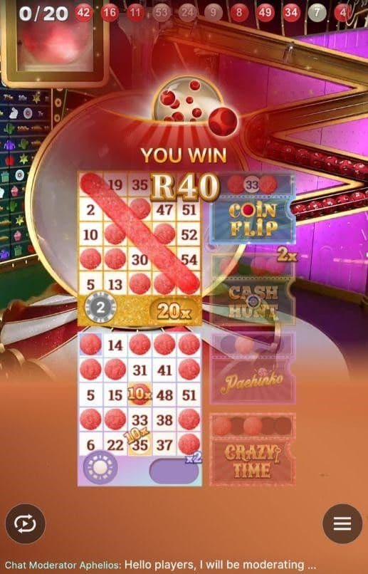 The machine will draw 20 balls.