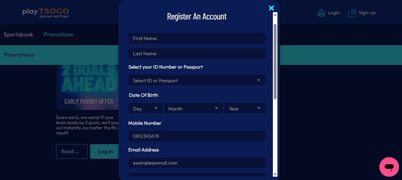 The registration form only took a few minutes