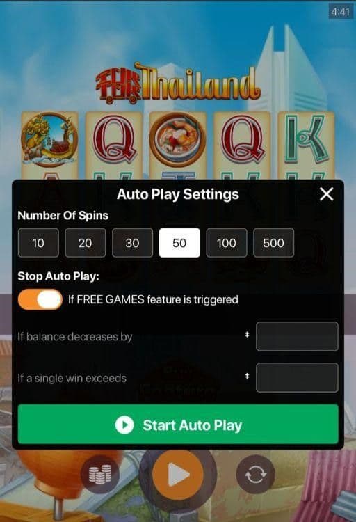 Use the autoplay to set up 100 continuous spins
