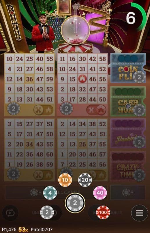 Use the chip selector to set your stake