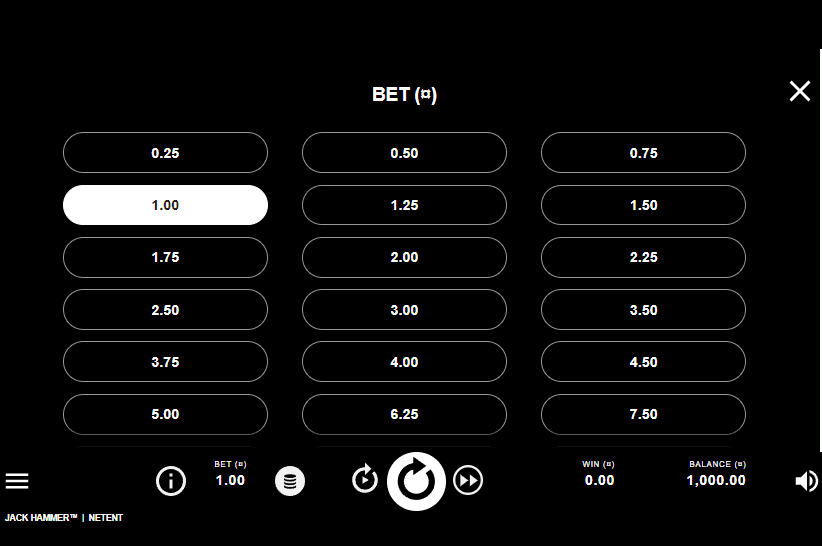 You are now ready to set your bet size and manually spin