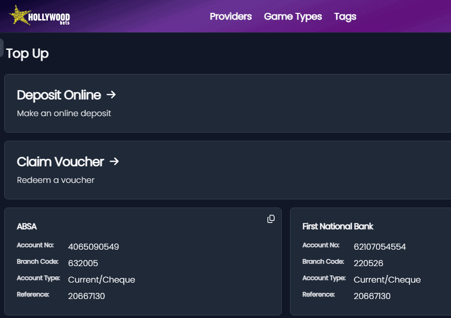 You can then deposit in ZAR, based on your preferred amount.