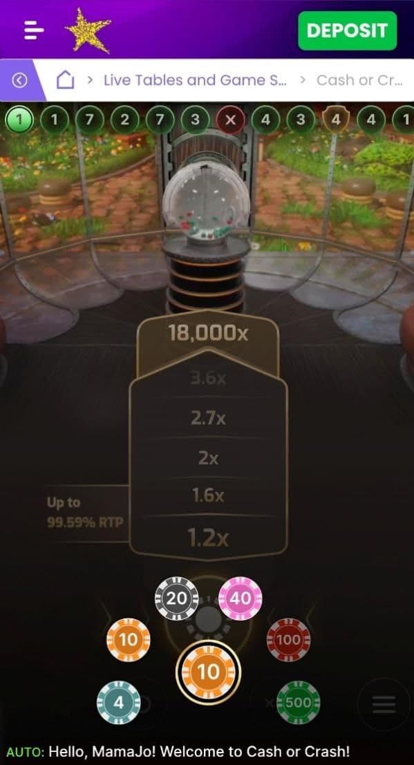 You have 7 seconds to decide how much to wager and place your bet.