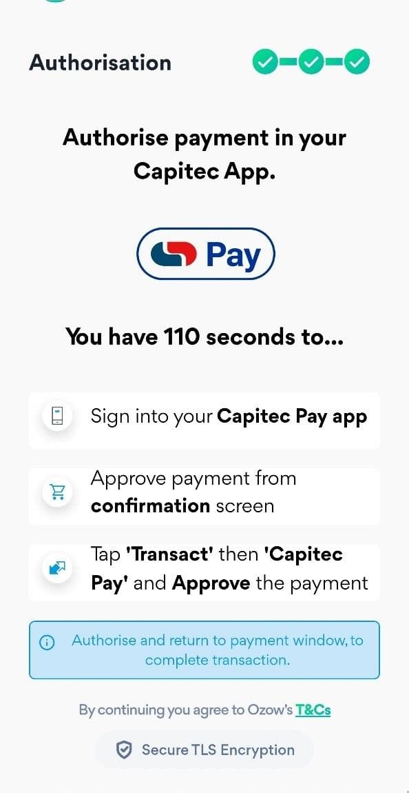 complete the transaction.