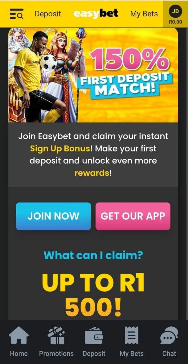 Deposit of between R20 and R1,000