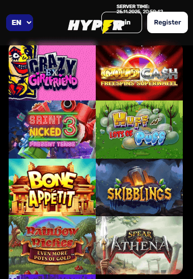 go to the official site and download the Hyper Casino mobile app.